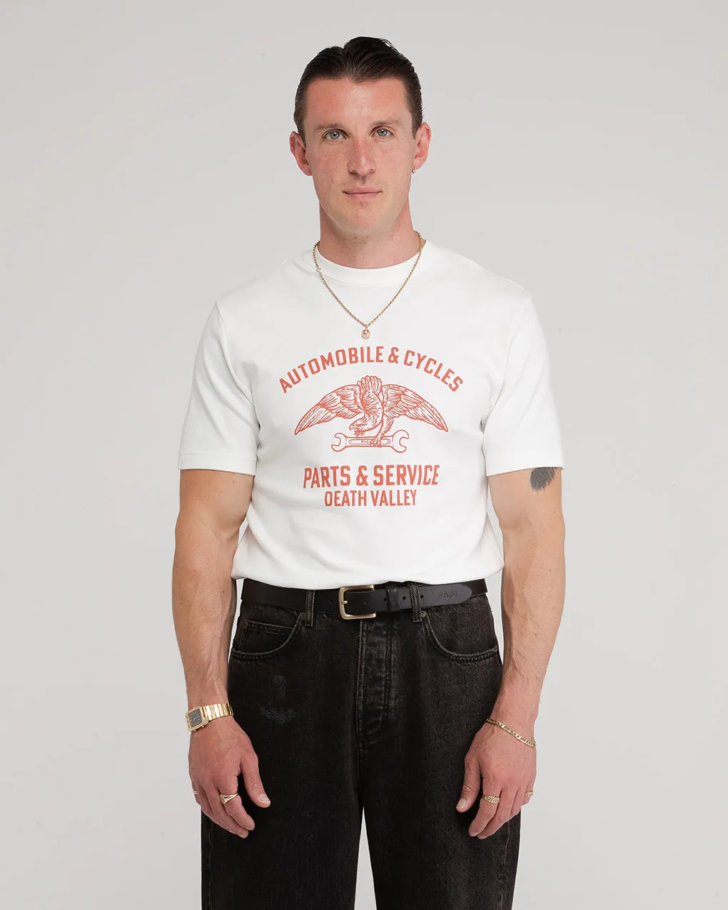Parts & Service ??50s T-Shirt - Off White,Men Tops