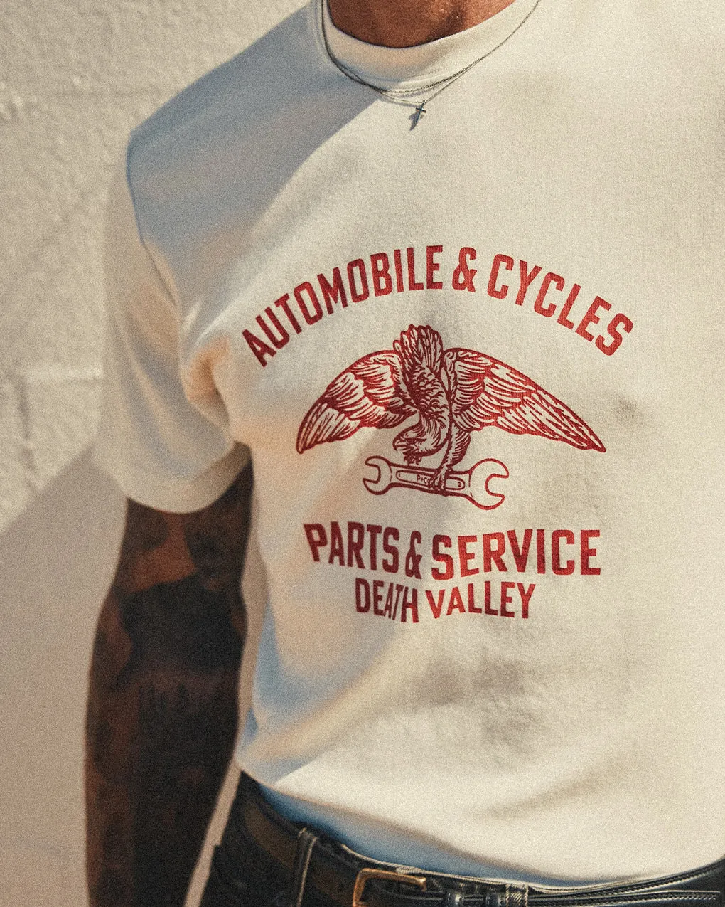 Parts & Service ??50s T-Shirt - Off White,Men Tops