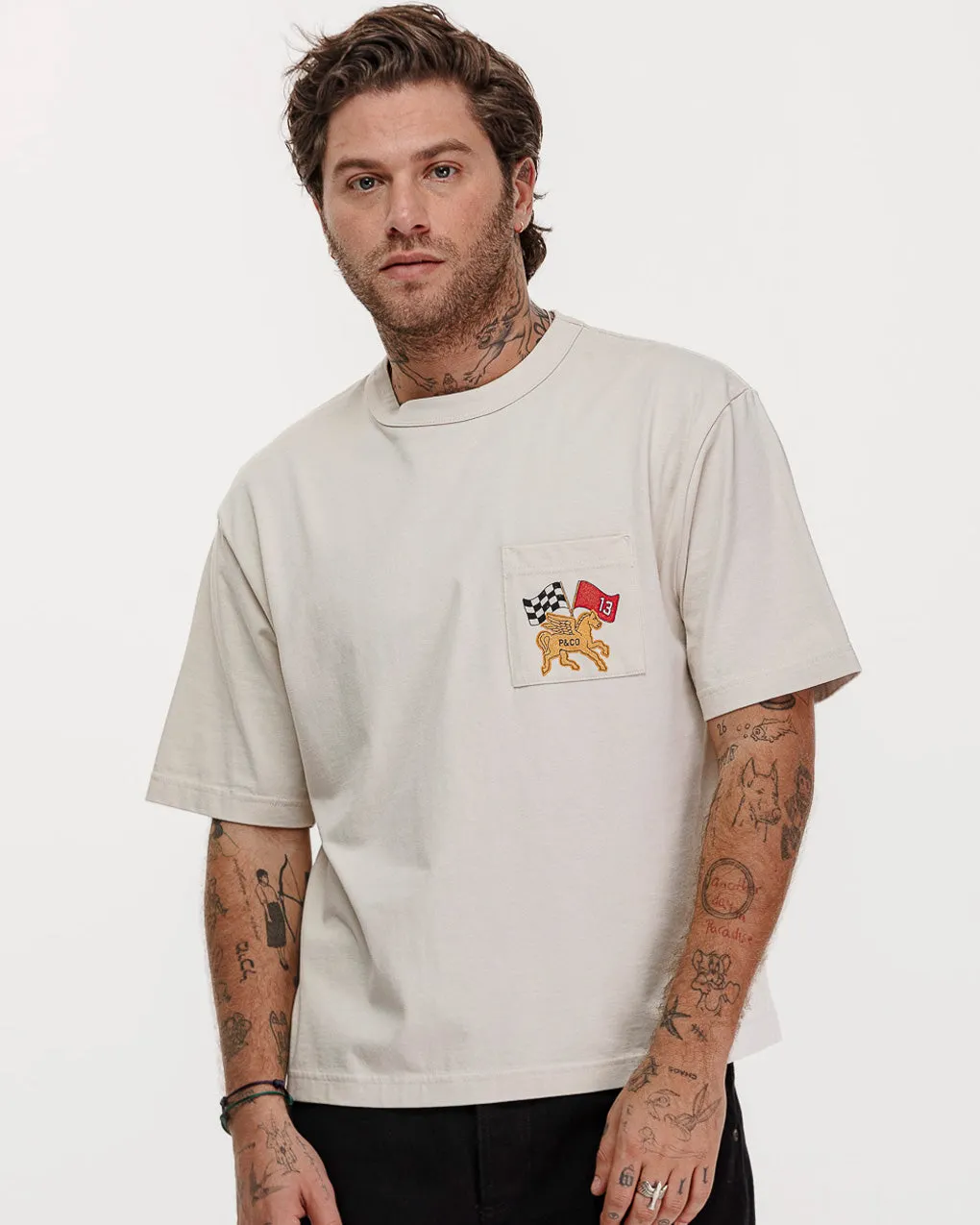 Parts & Service Boxy T-shirt - Bone,Men Tops