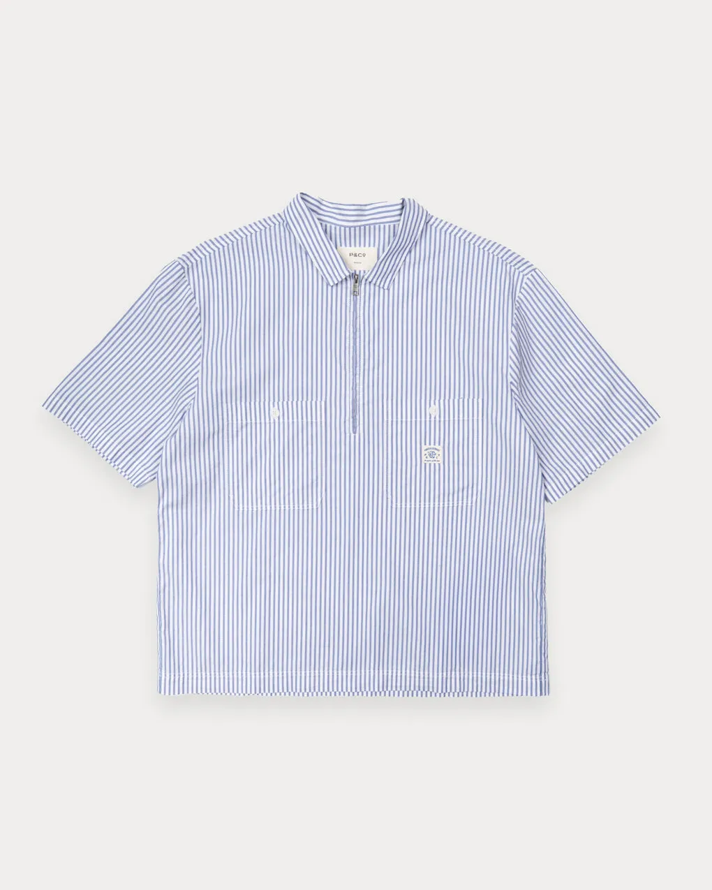 Parts & Service Half Zip Work Shirt - Hickory Stripe,Men Tops