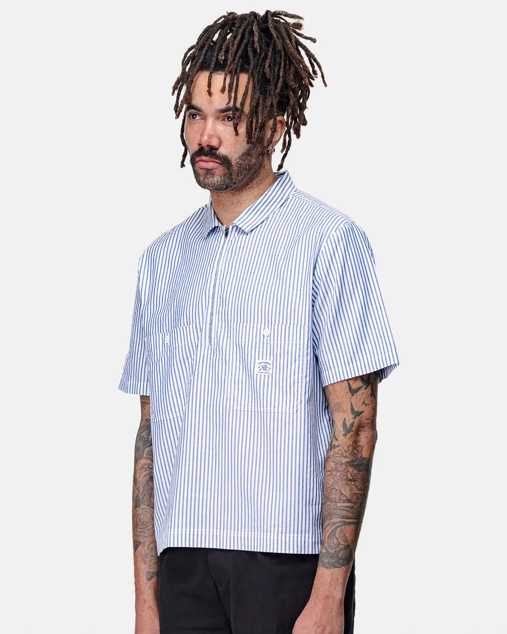 Parts & Service Half Zip Work Shirt - Hickory Stripe,Men Tops