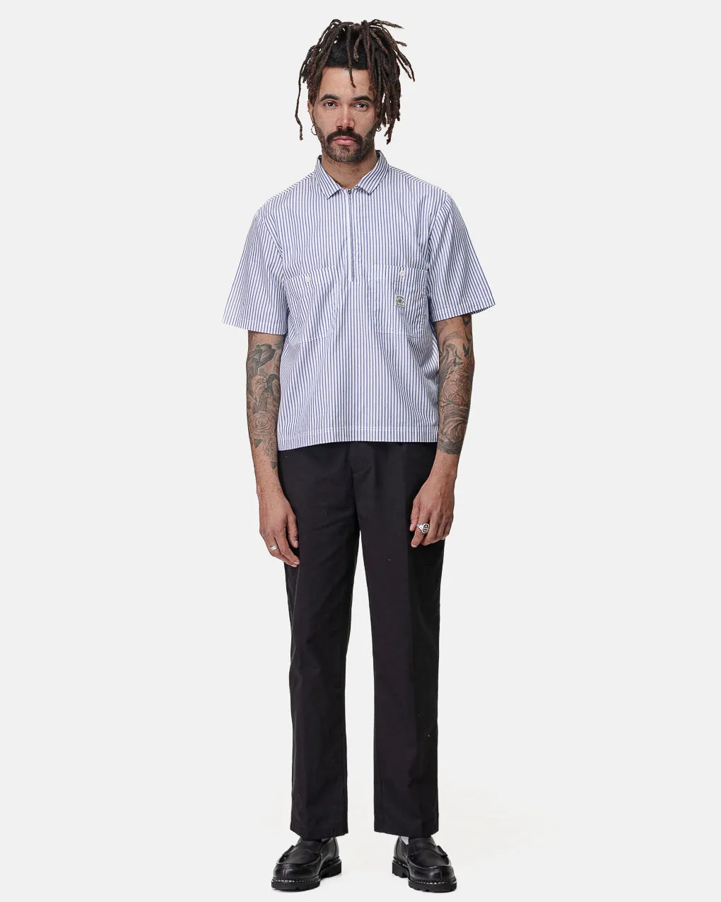 Parts & Service Half Zip Work Shirt - Hickory Stripe,Men Tops