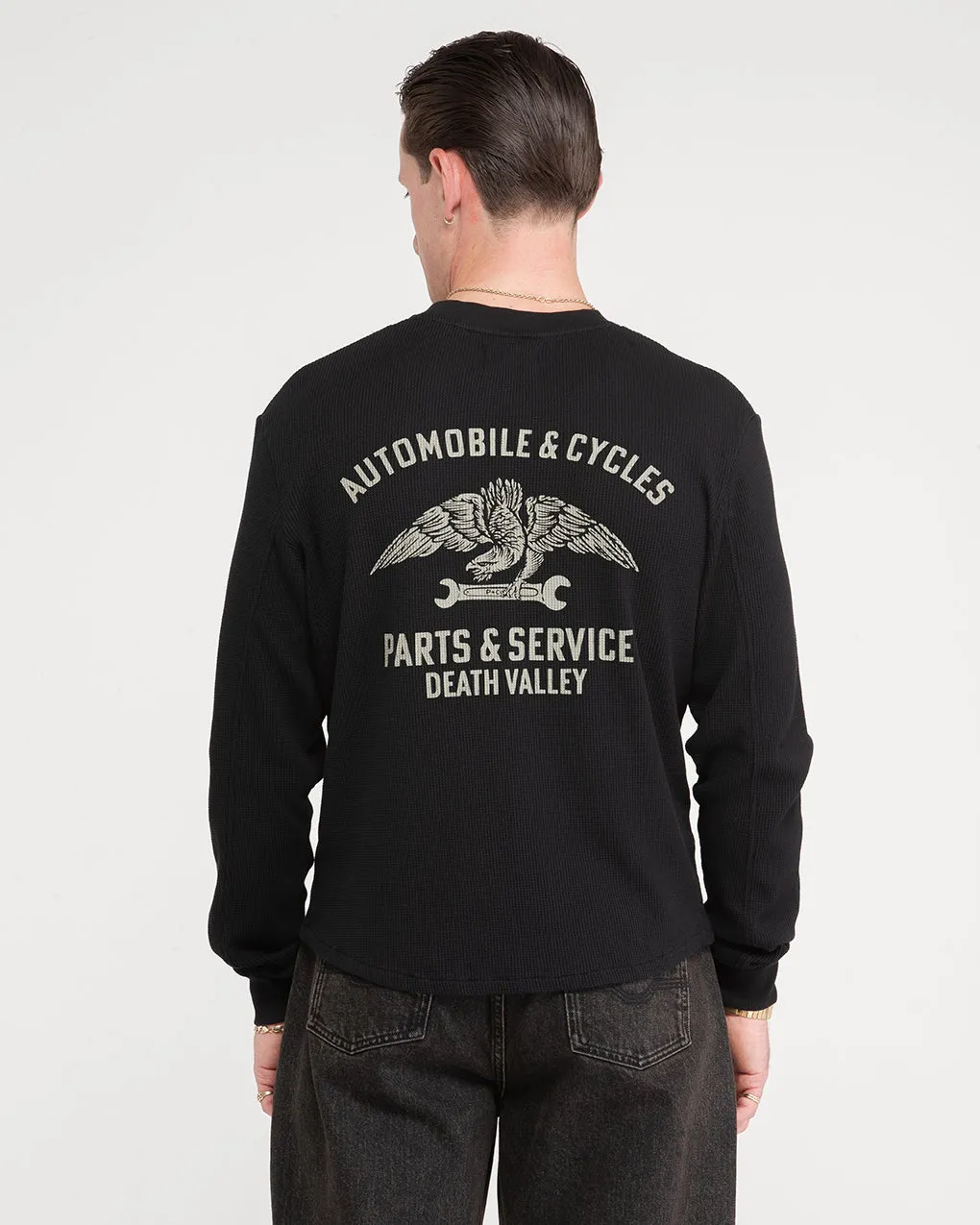 Parts & Service Waffle Longsleeve - Washed Black,Men Tops