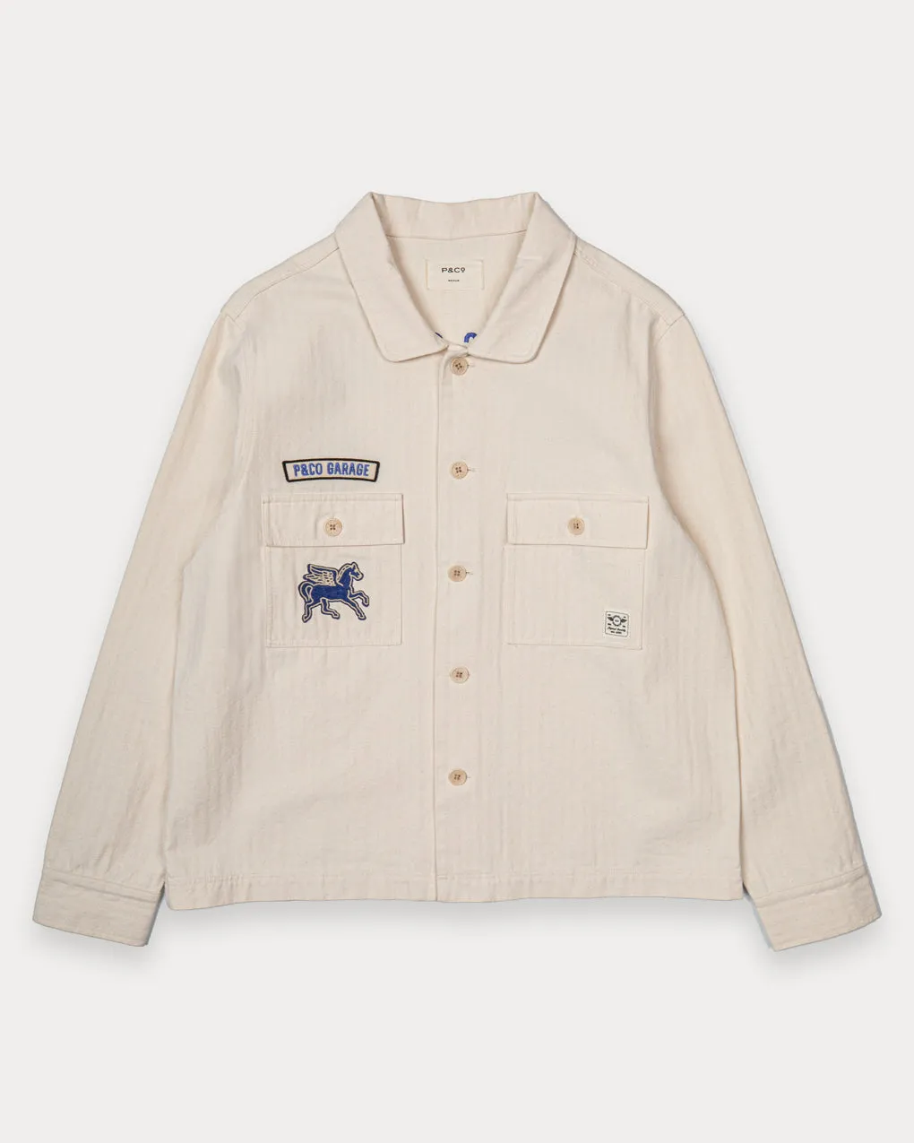 Parts & Service Work Overshirt - Ecru,Men Tops