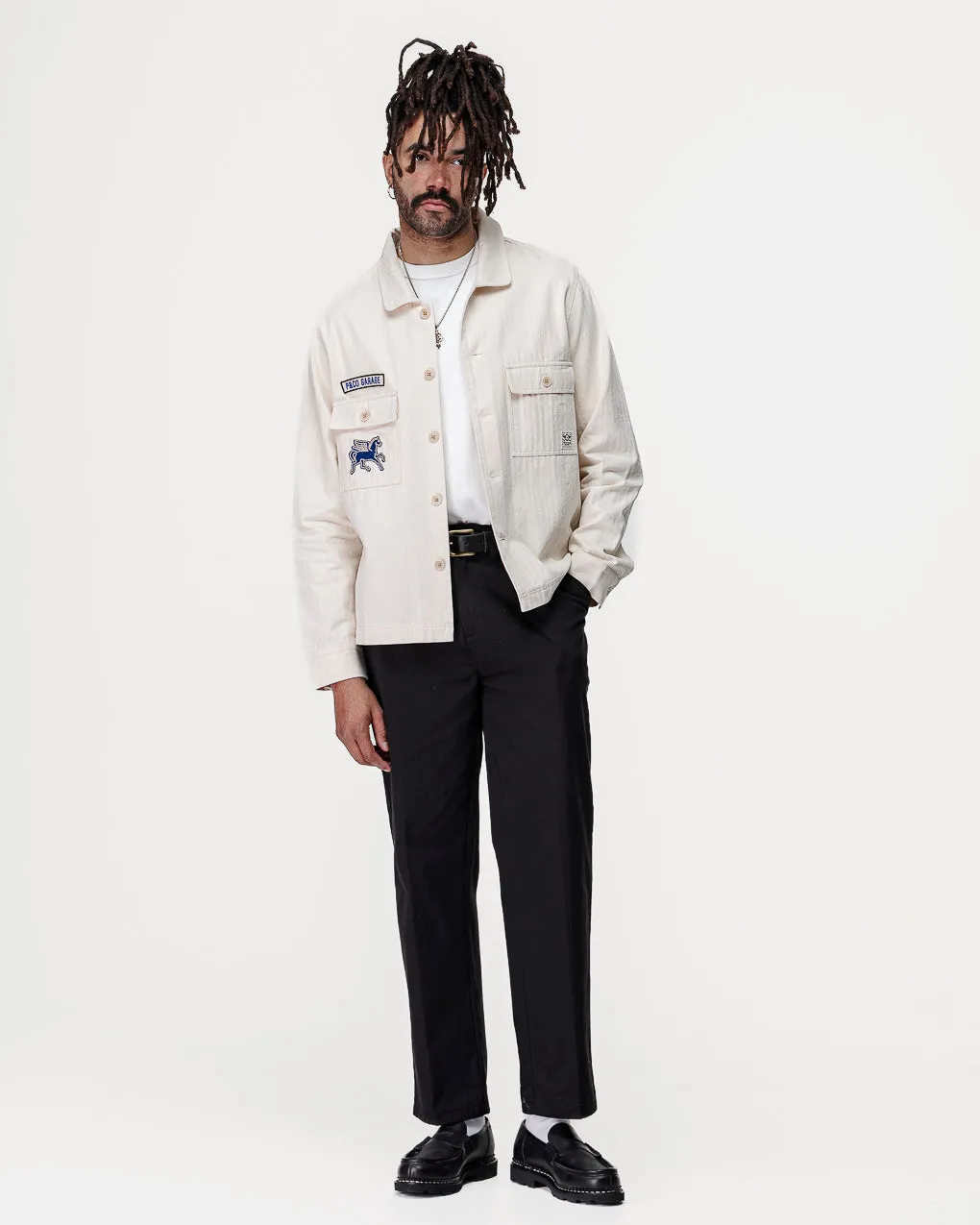 Parts & Service Work Overshirt - Ecru,Men Tops
