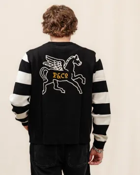 Pegasus Moto Knit Jumper - Black & White,Men Tops