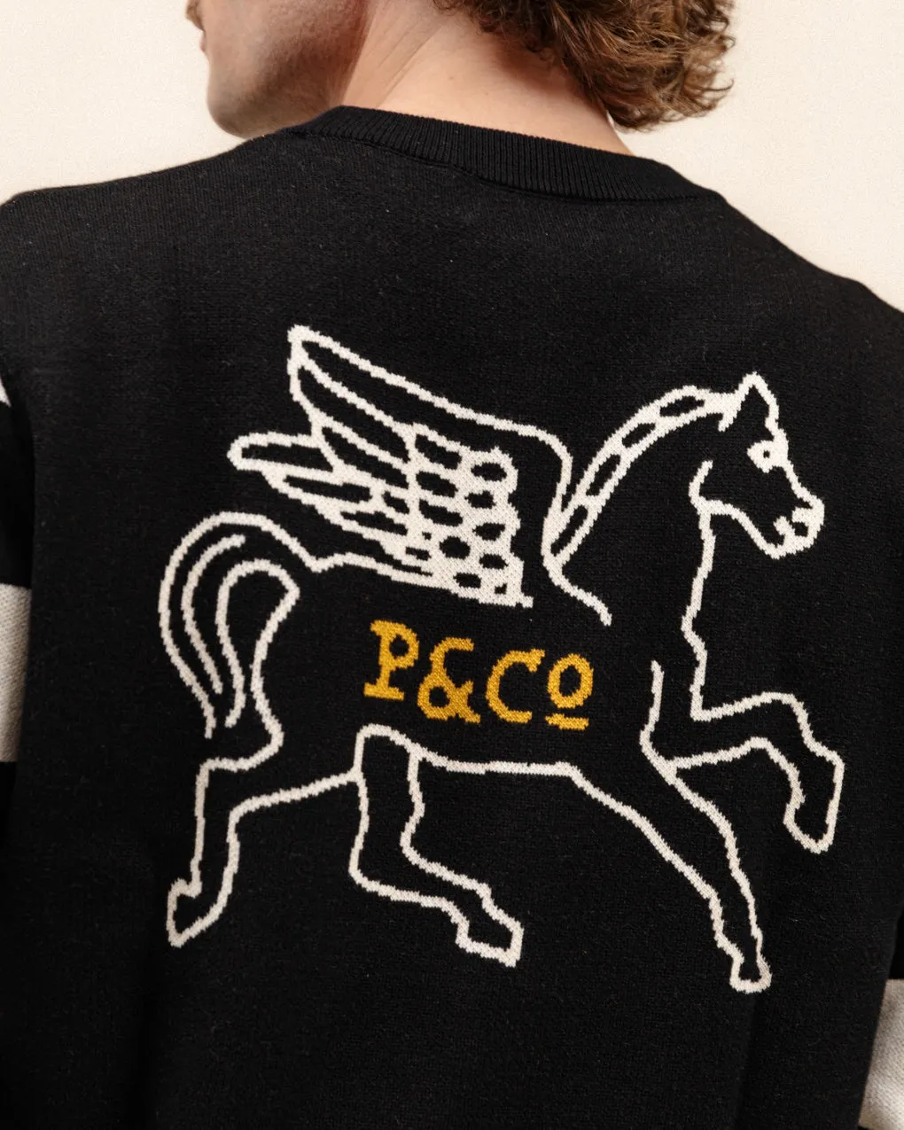 Pegasus Moto Knit Jumper - Black & White,Men Tops