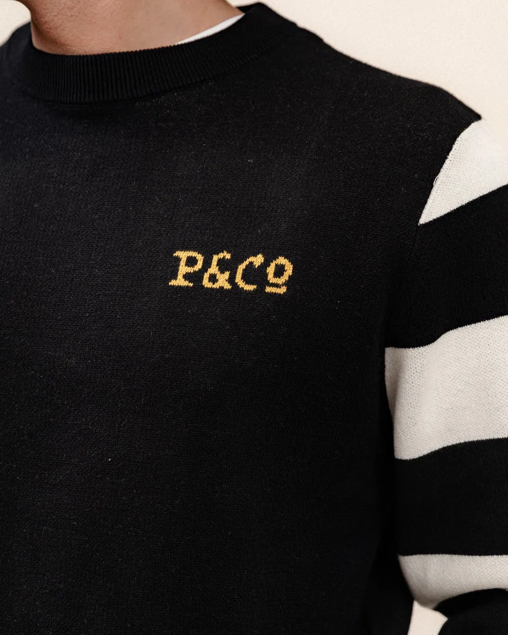 Pegasus Moto Knit Jumper - Black & White,Men Tops