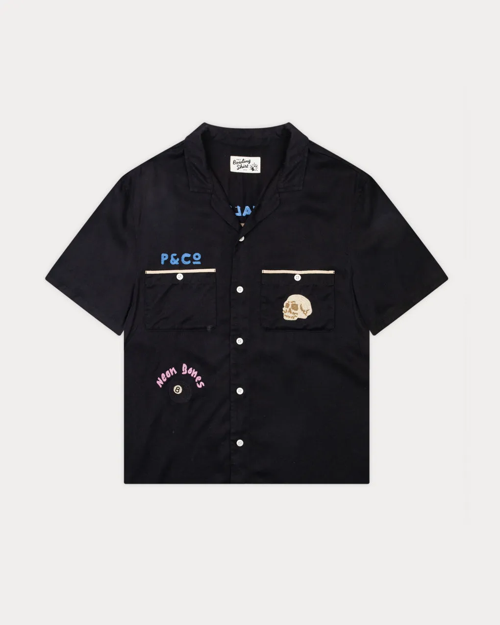Pool Hall Bowling Shirt - Washed Black,Men Tops