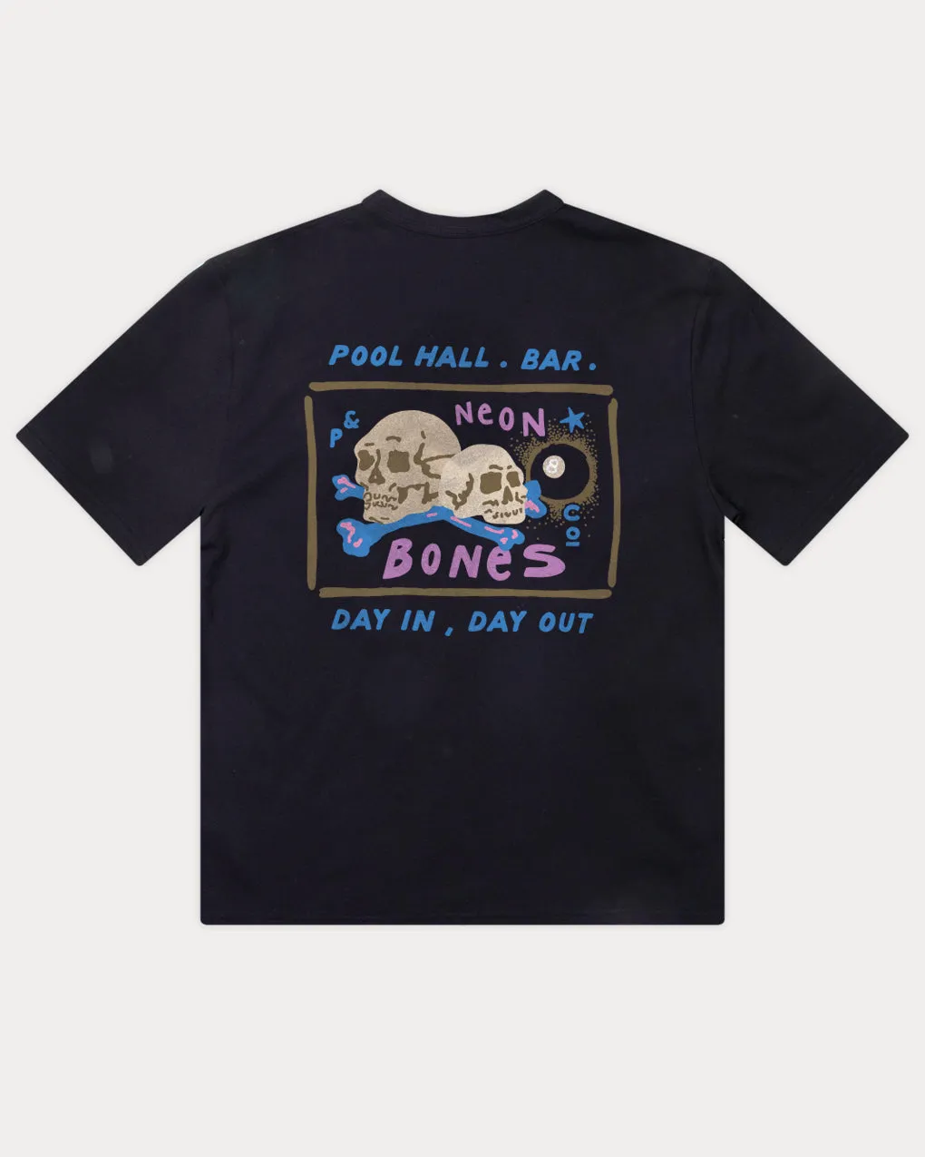 Pool Hall T-Shirt - Washed Black,Men Tops