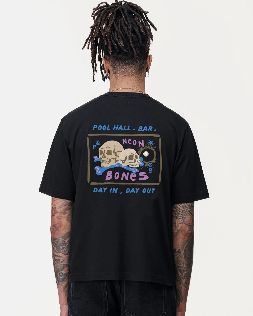 Pool Hall T-Shirt - Washed Black,Men Tops