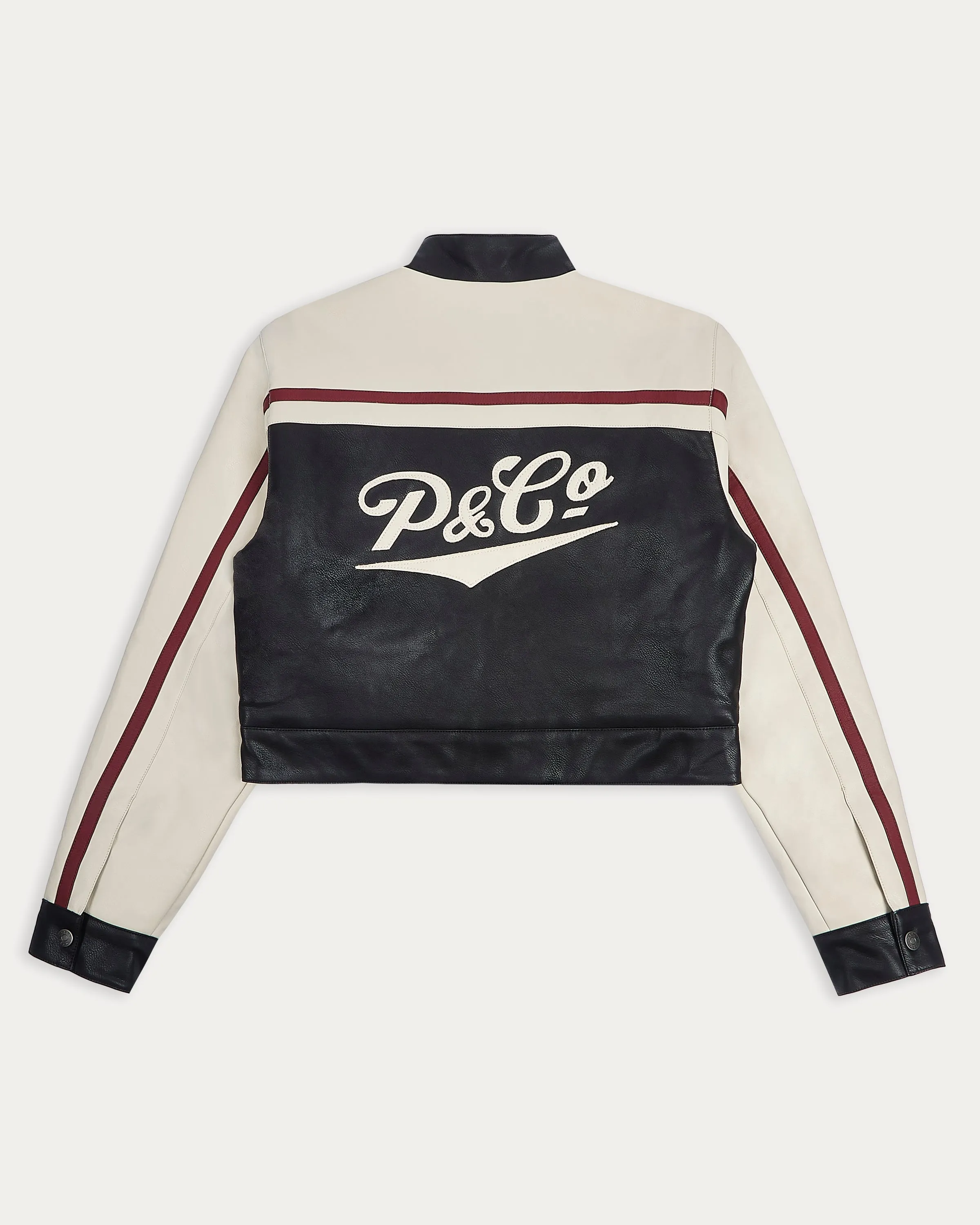 Racing Team Biker Jacket - Black & Ecru,Women Tops