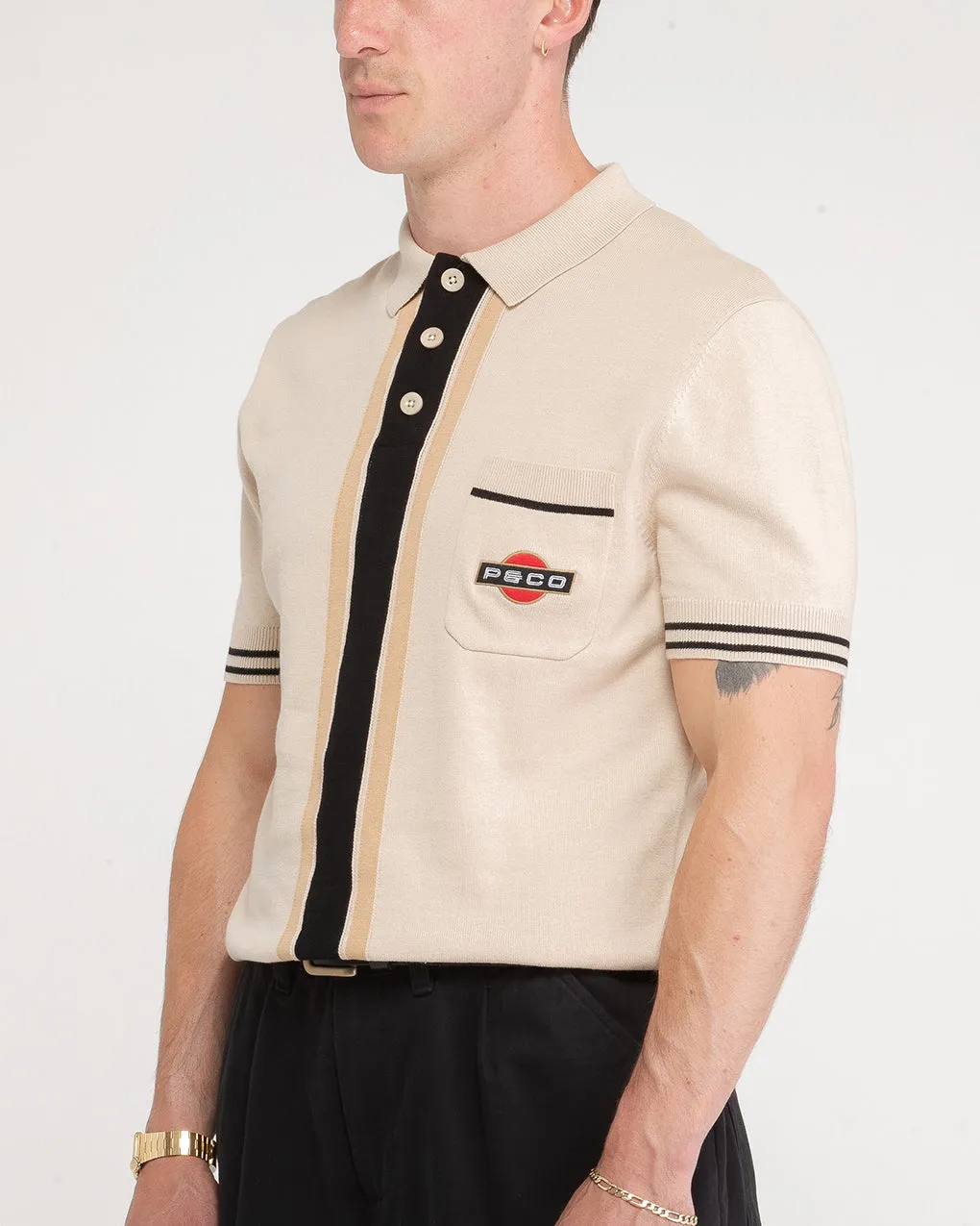 Racing Team Knitted Polo - Stone,Men Tops