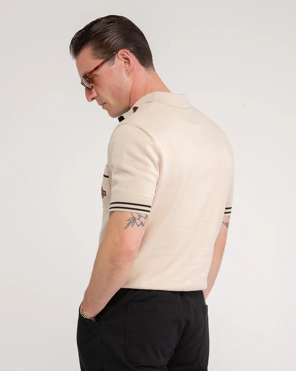 Racing Team Knitted Polo - Stone,Men Tops