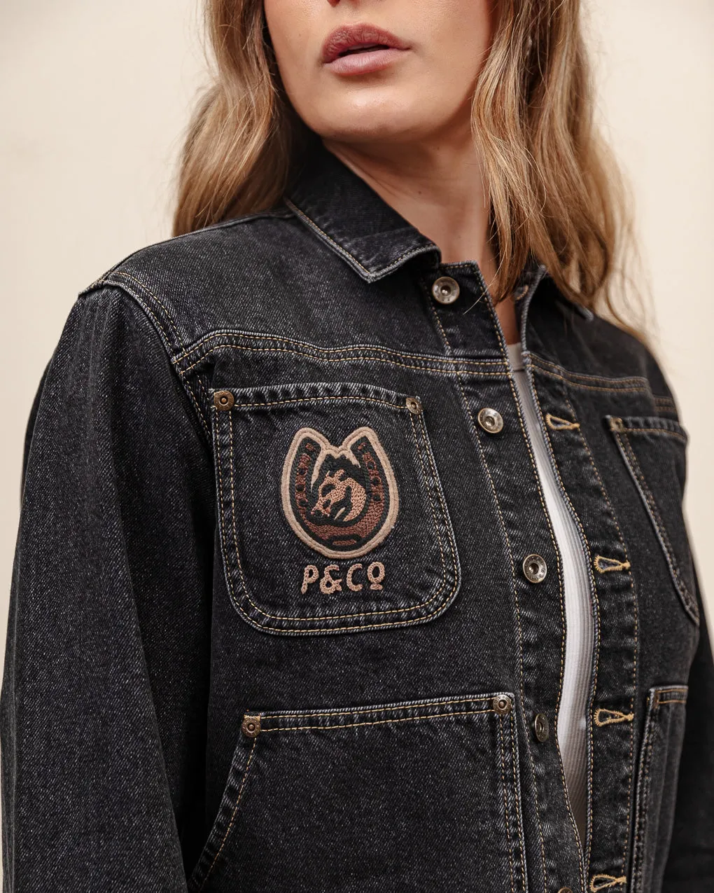 Rodeo Carpenter Jacket - Washed Black,Women Tops
