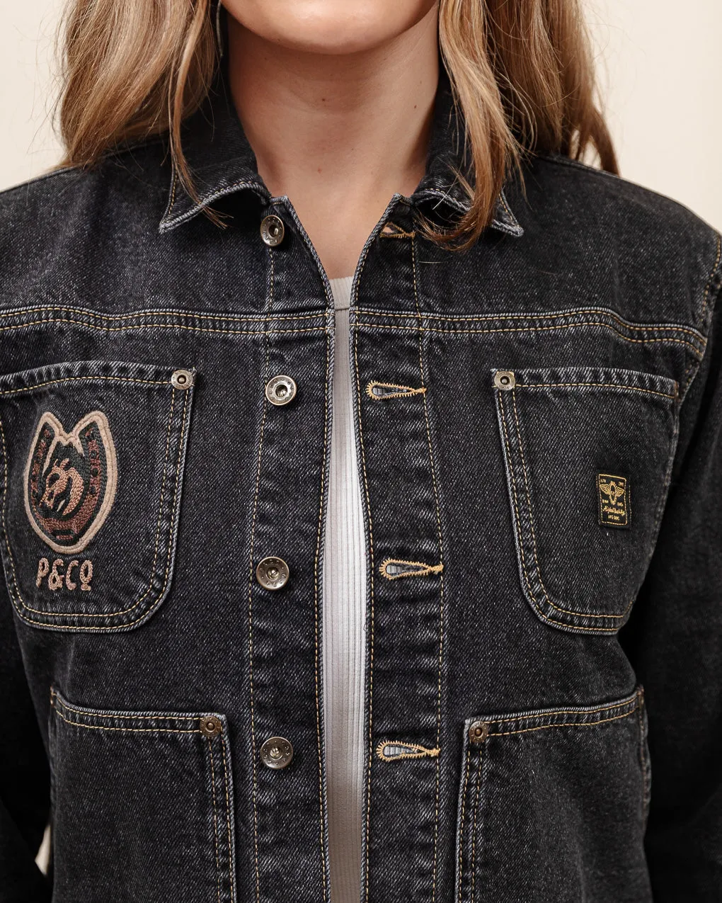 Rodeo Carpenter Jacket - Washed Black,Women Tops