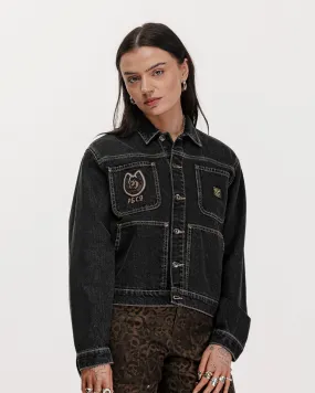 Rodeo Carpenter Jacket - Washed Black,Women Tops