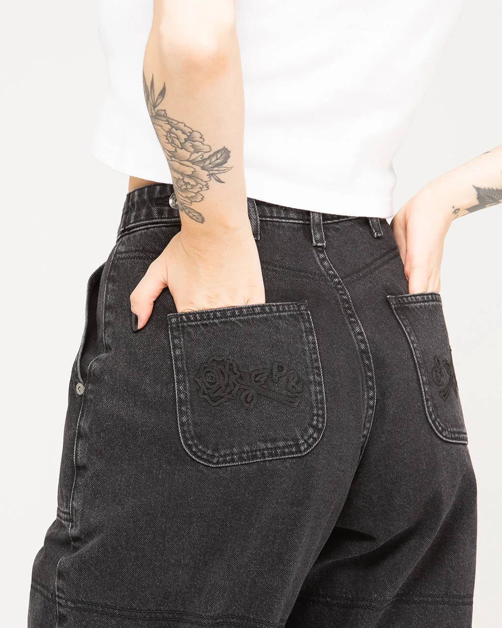 Rosa High Waisted Jean - Washed Black,Women Tops