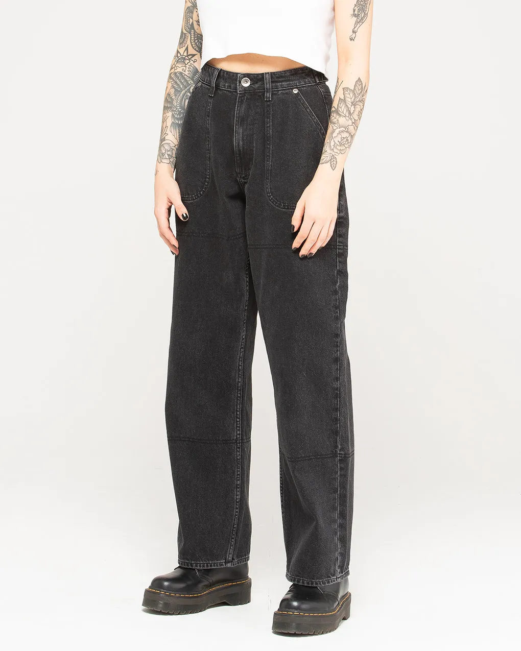 Rosa High Waisted Jean - Washed Black,Women Tops
