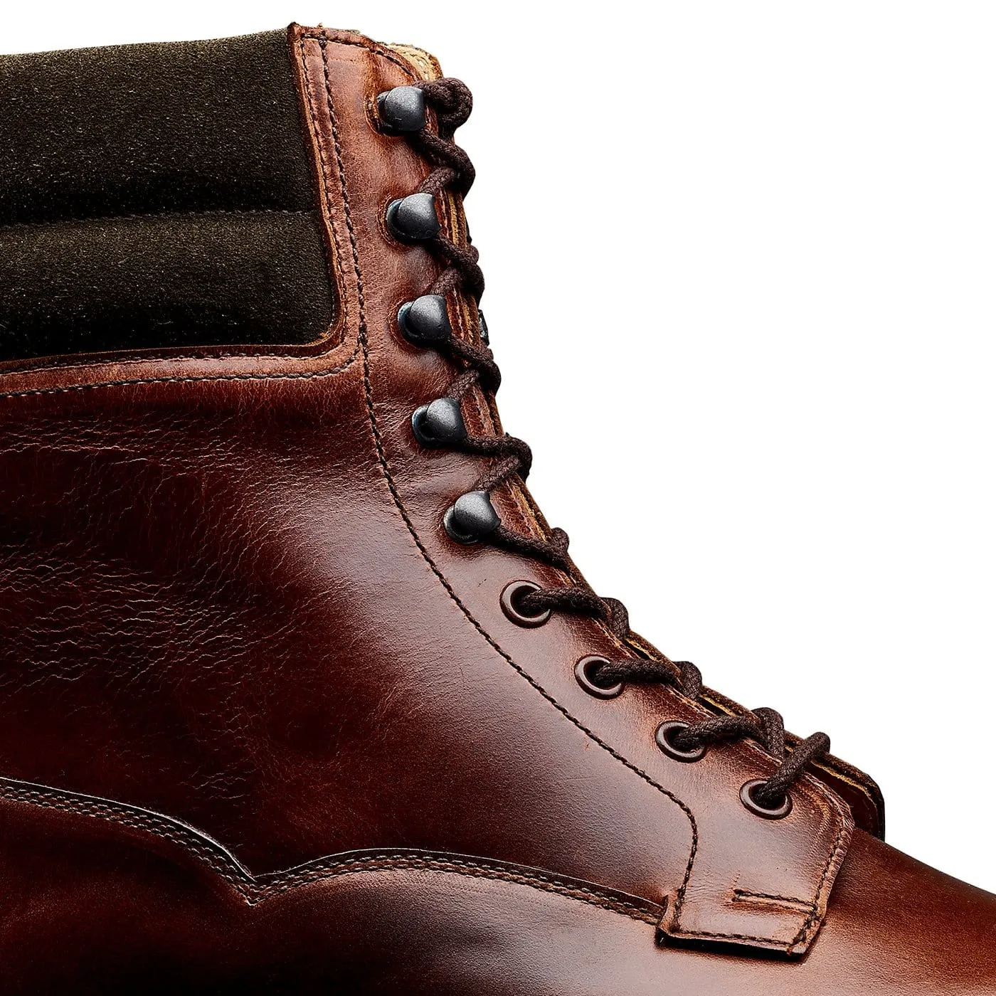 Ross Chocolate Hurricane Hide & Earth Green Suede Collar,Men Footwear