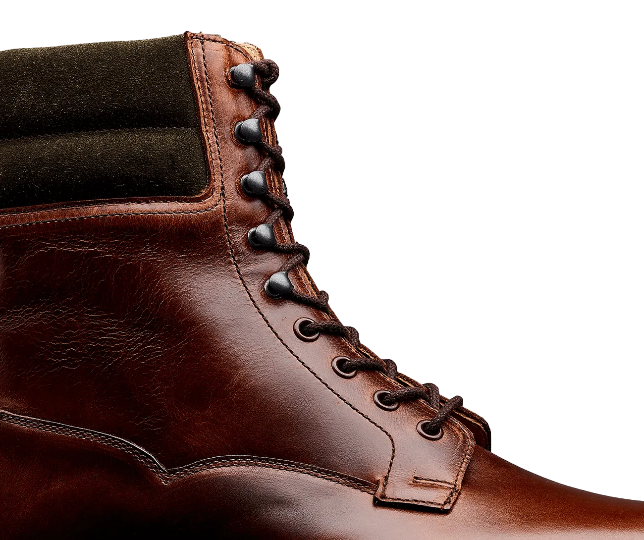 Ross Chocolate Hurricane Hide & Earth Green Suede Collar,Men Footwear