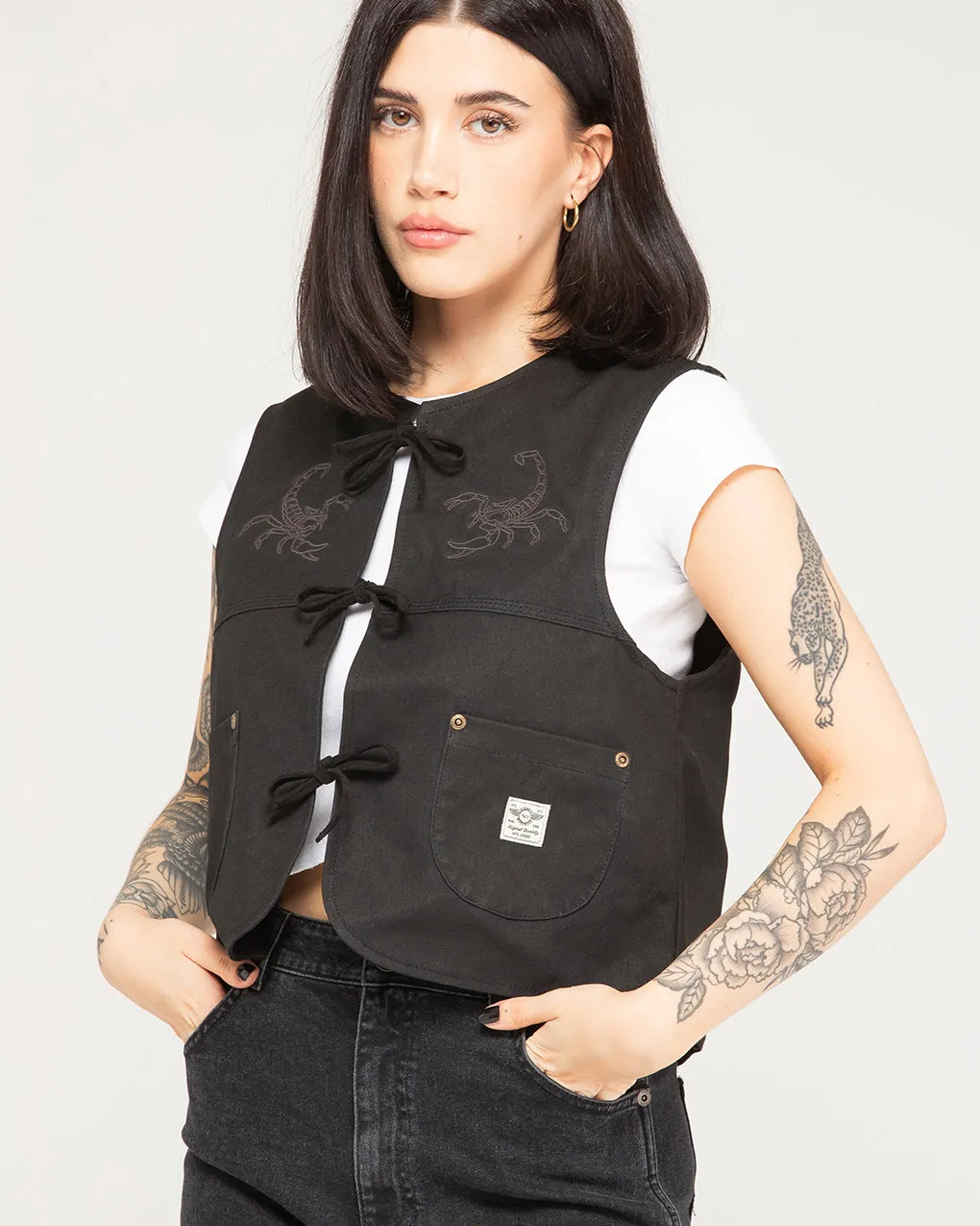 Scorpio Nomad Waxed Vest - Black,Women Tops