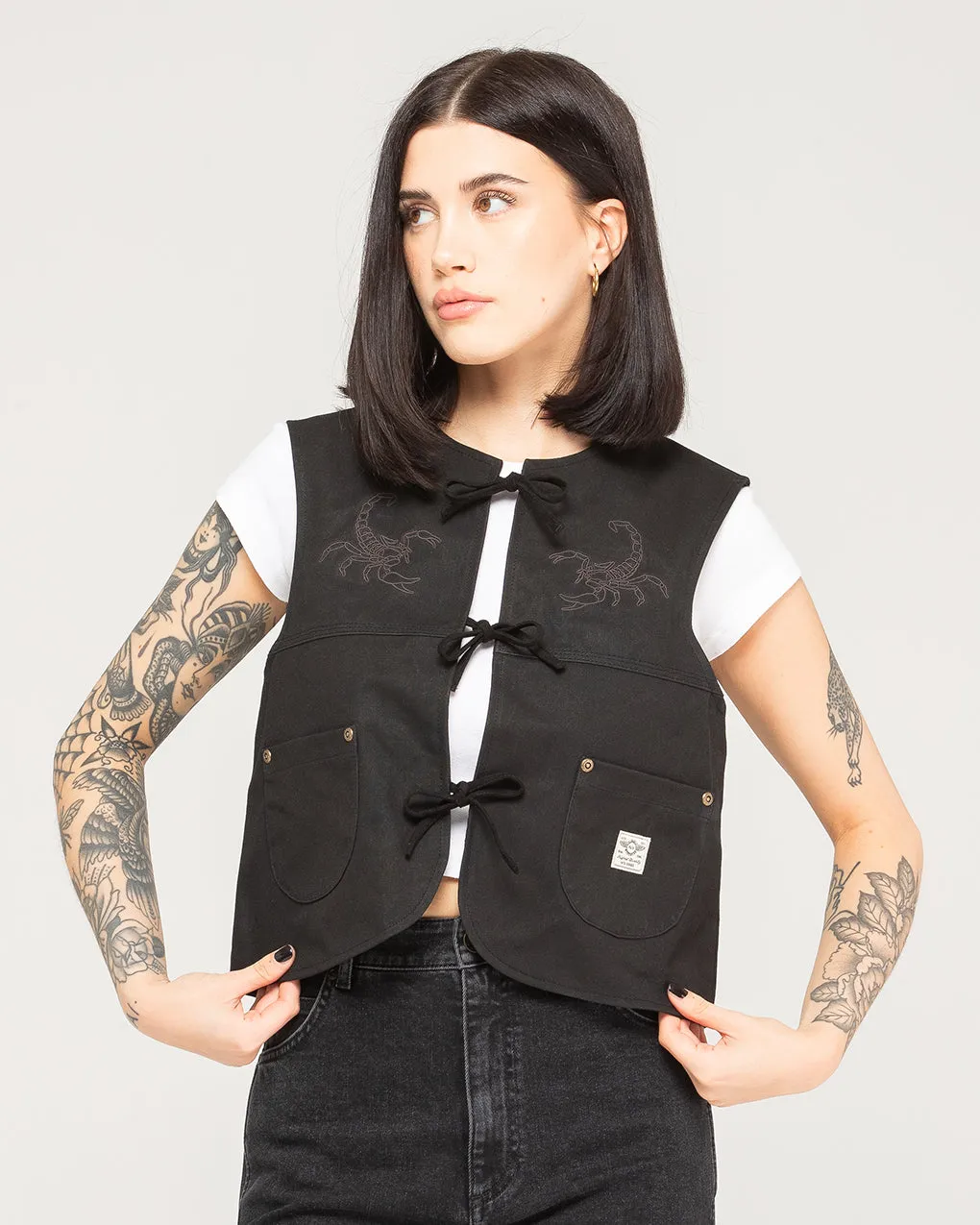Scorpio Nomad Waxed Vest - Black,Women Tops