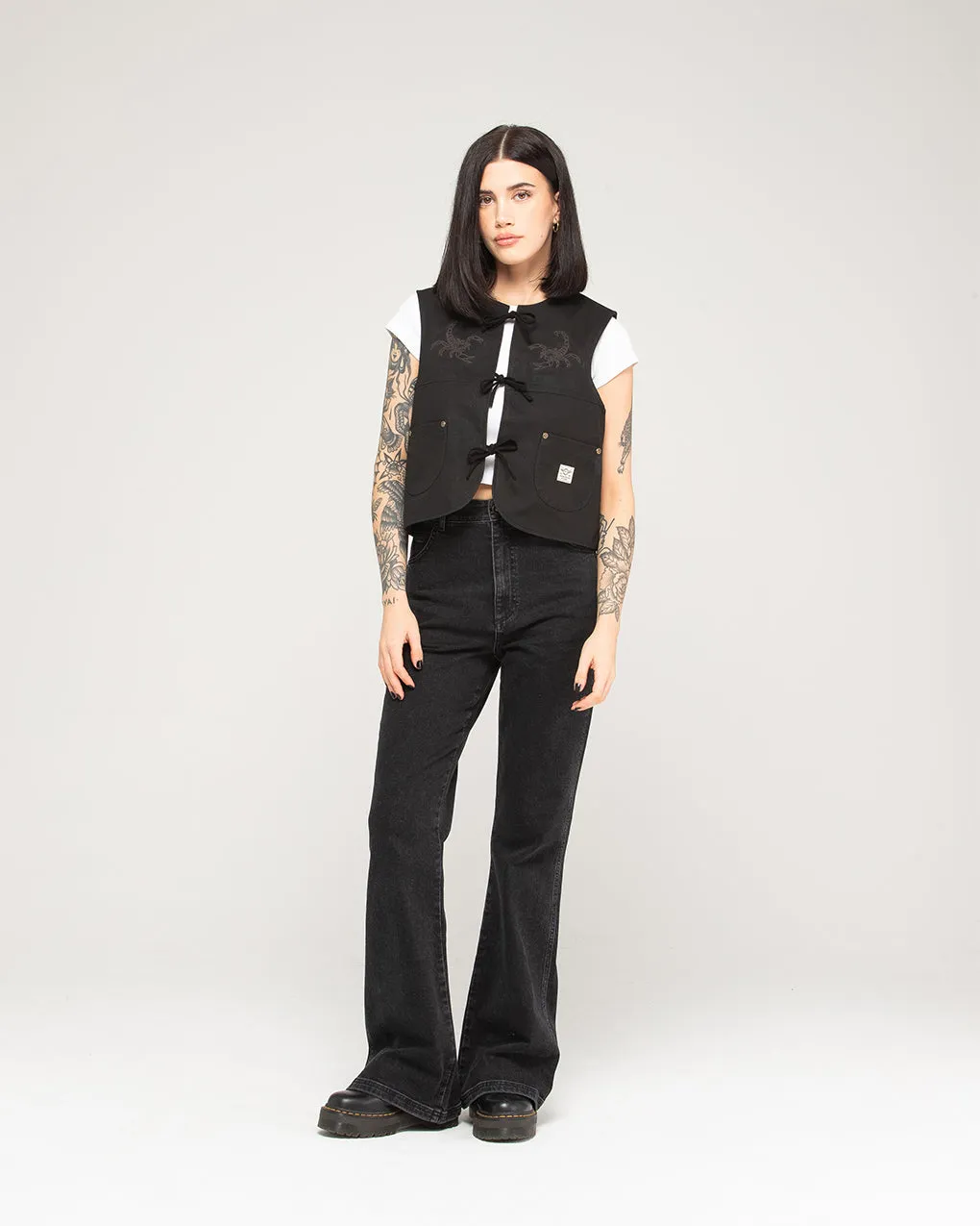 Scorpio Nomad Waxed Vest - Black,Women Tops