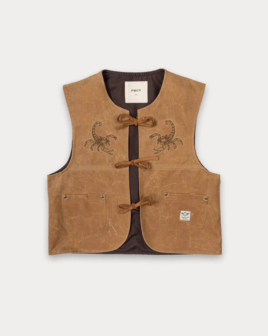 Scorpio Nomad Waxed Vest - Tan,Women Tops