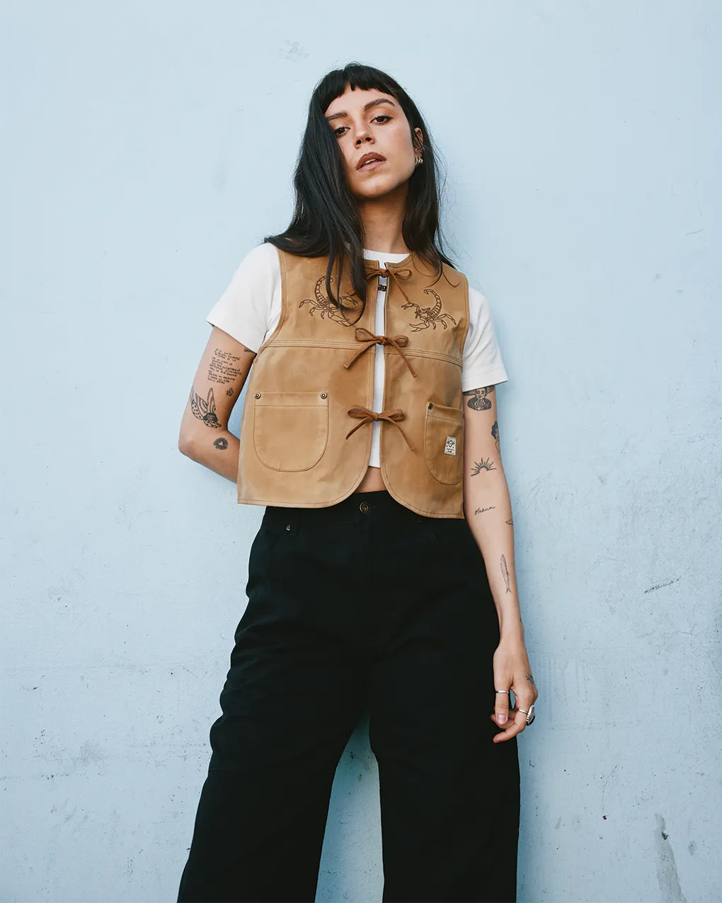 Scorpio Nomad Waxed Vest - Tan,Women Tops