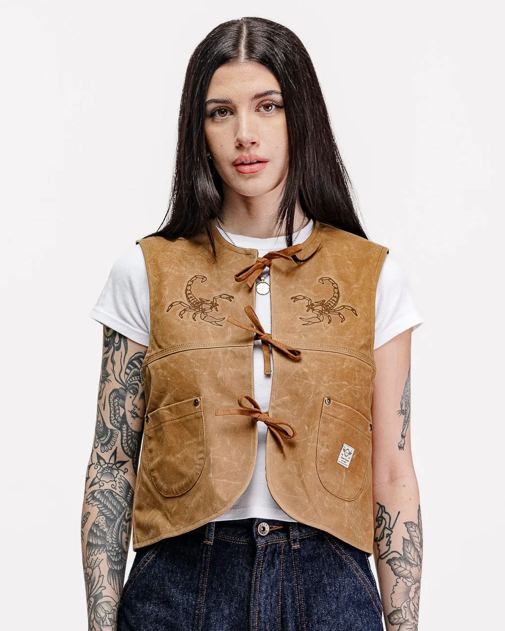 Scorpio Nomad Waxed Vest - Tan,Women Tops