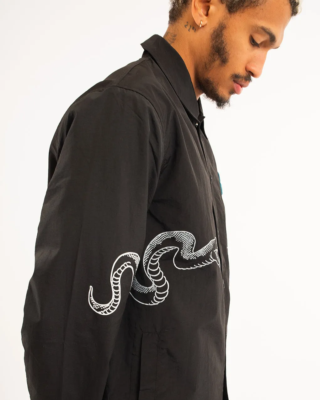Serpent Download Coach Jacket - Washed Black,Men Tops