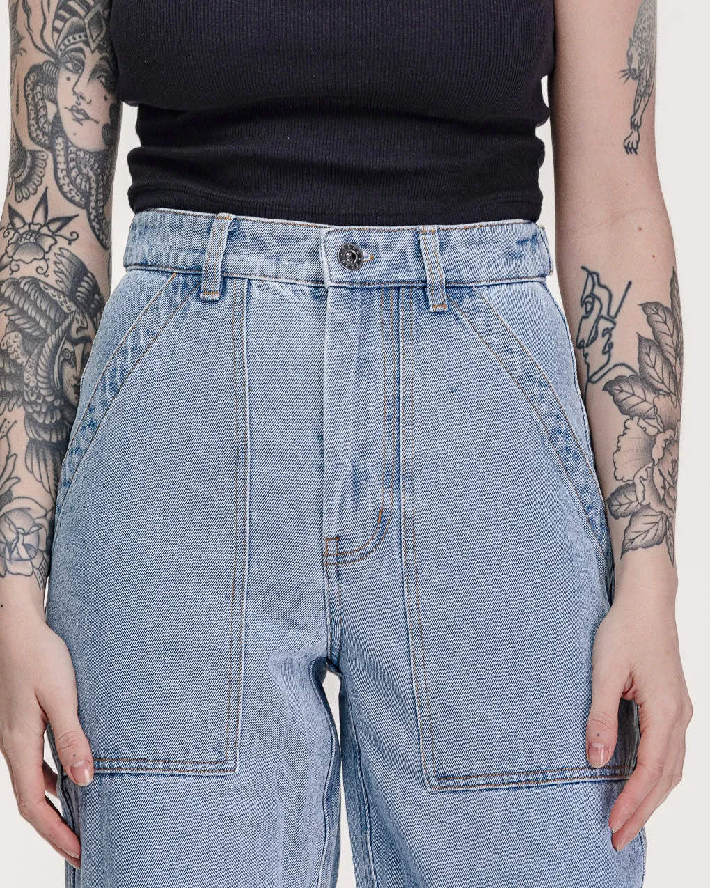 Service Fatigue Pants - Denim,Women Tops