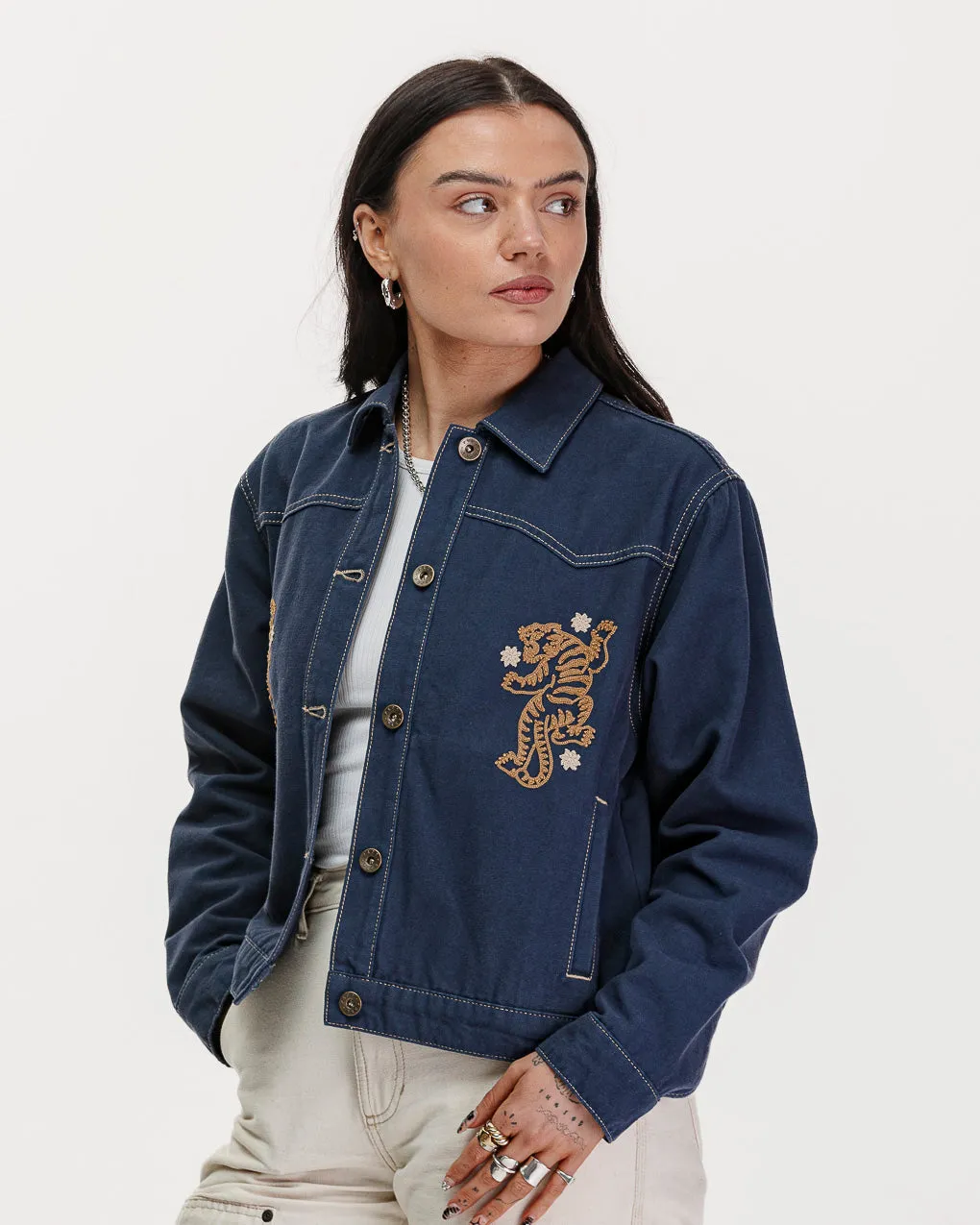 Shangri La Shop Jacket - Navy,Women Tops