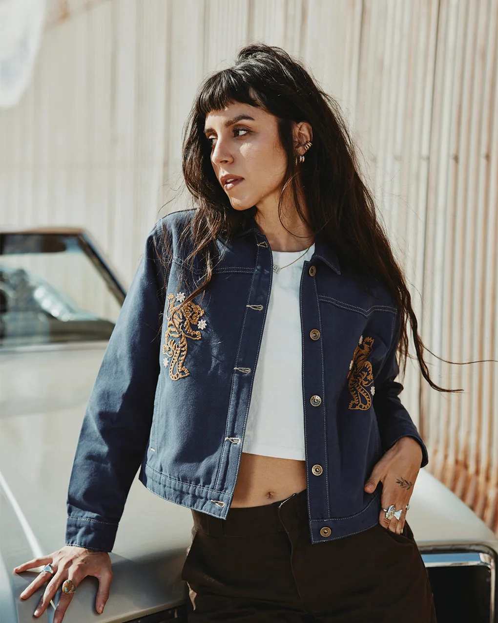 Shangri La Shop Jacket - Navy,Women Tops