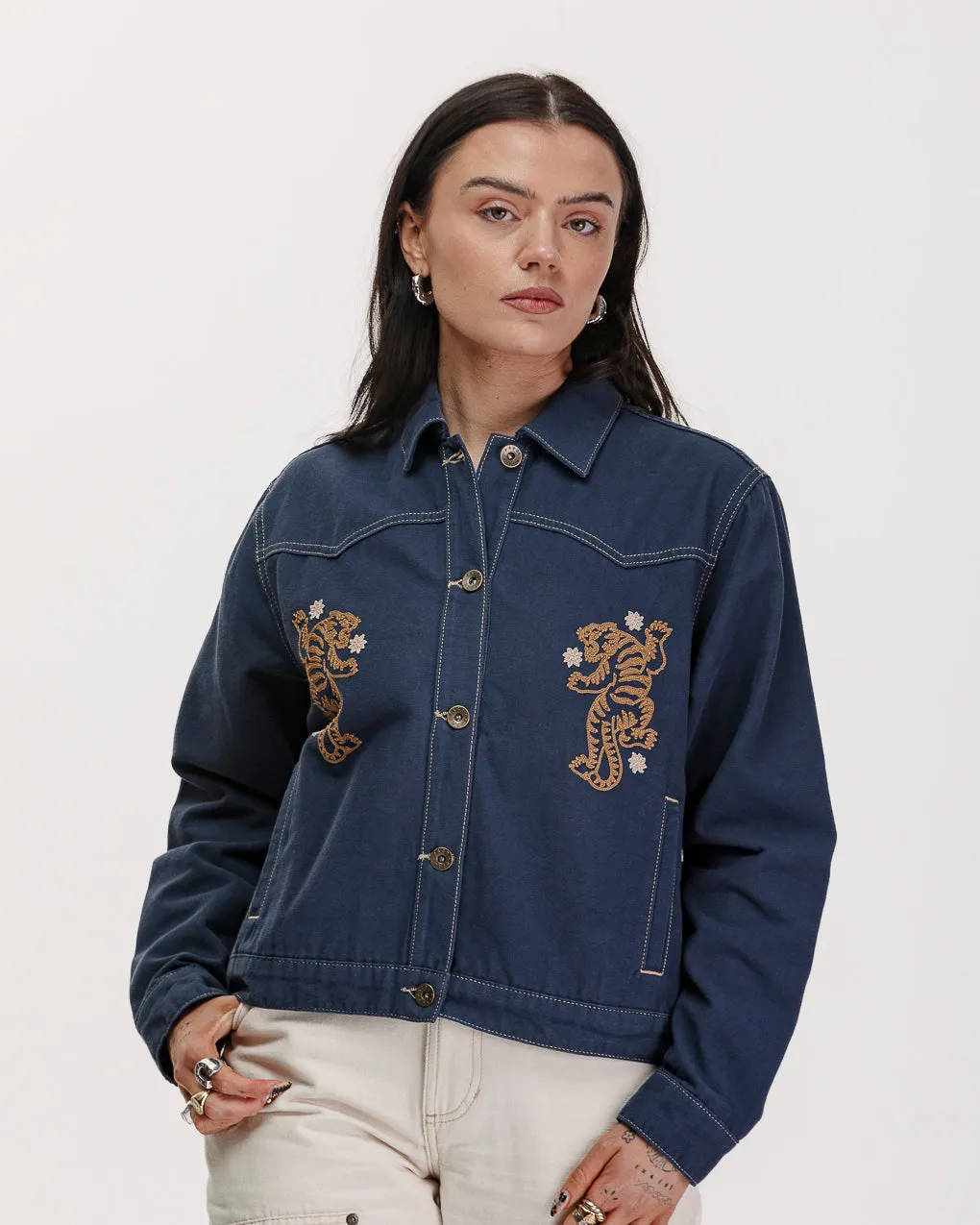 Shangri La Shop Jacket - Navy,Women Tops