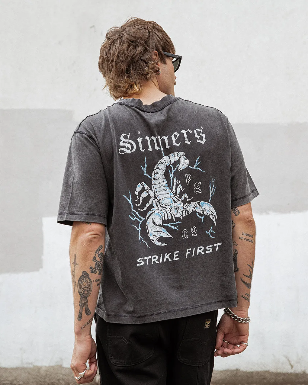 Sinners Boxy T-Shirt - Acid Wash,Men Tops