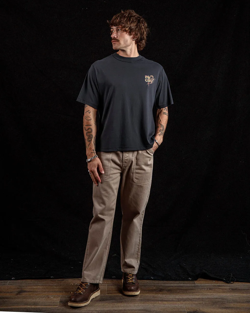 Sinners Club Boxy T-Shirt?- Heavy Washed Back,Men Tops