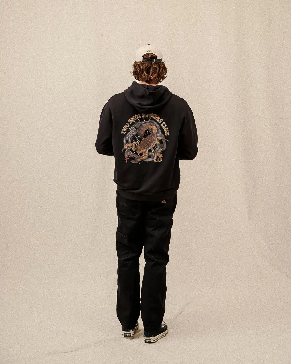 Sinners Club Hoodie - Washed Black,Men Tops