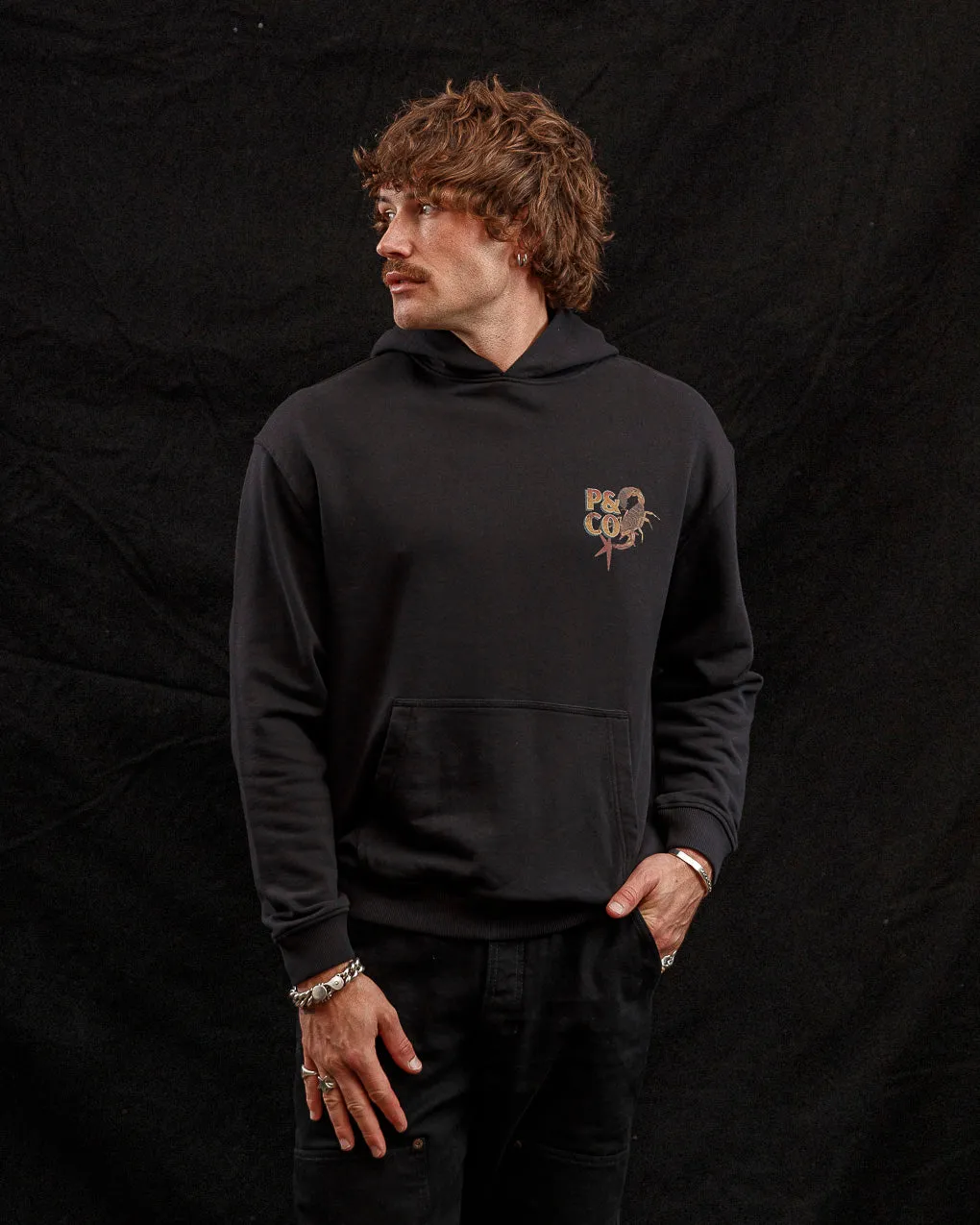 Sinners Club Hoodie - Washed Black,Men Tops