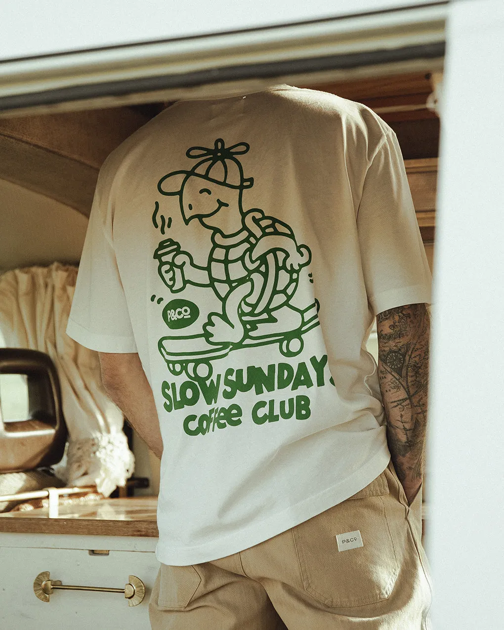 Slow Sundays T-Shirt - Off White,Men Tops