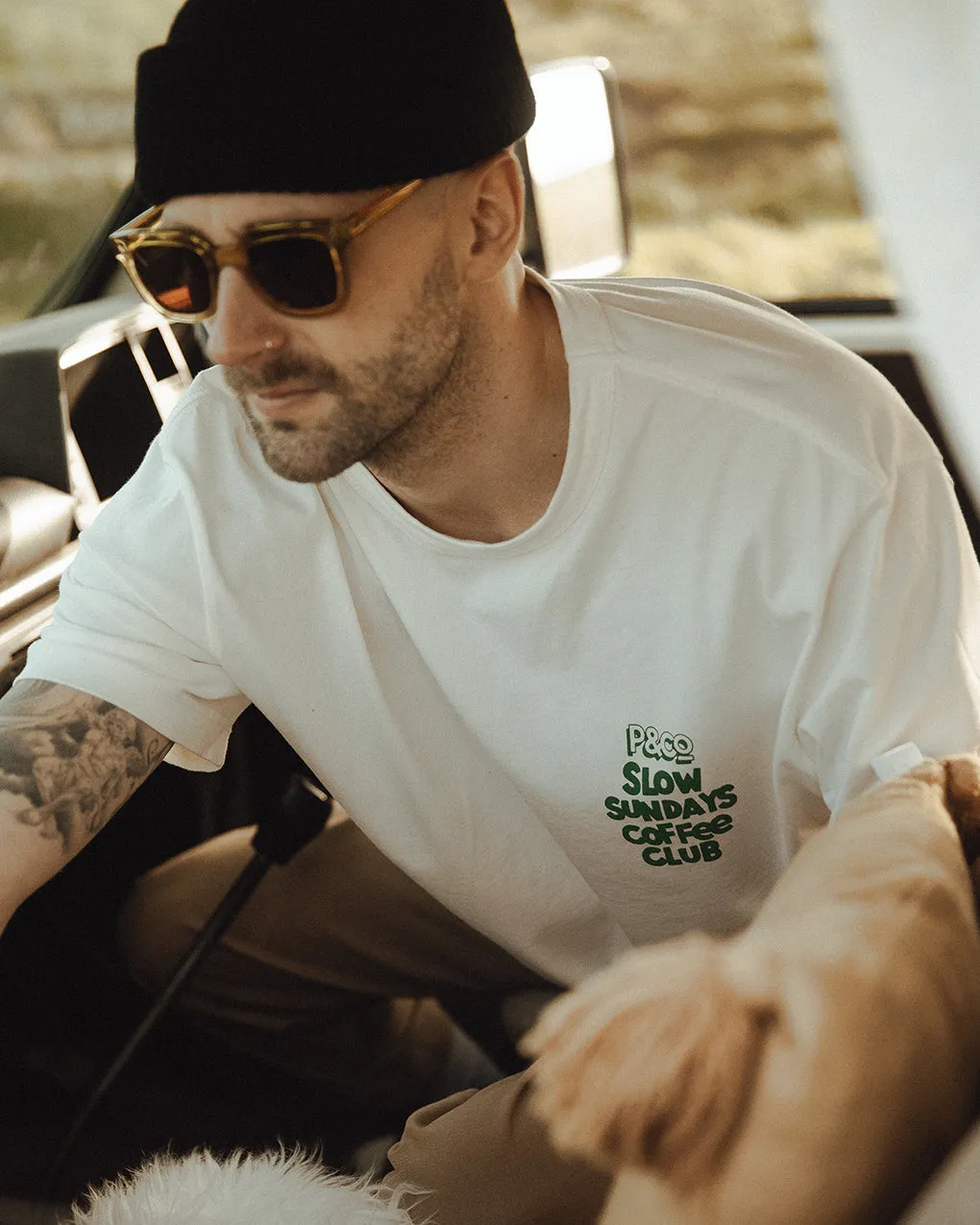 Slow Sundays T-Shirt - Off White,Men Tops