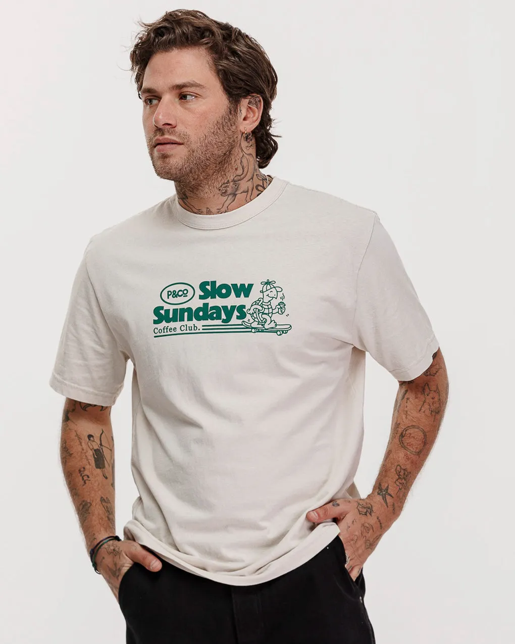 Slow Sundays Vol. 2 T-Shirt - Bone,Men Tops