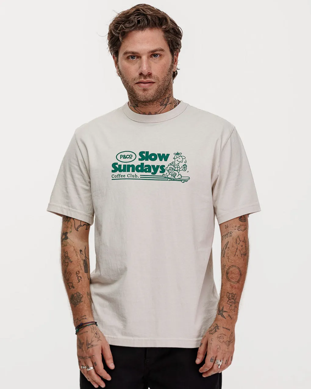 Slow Sundays Vol. 2 T-Shirt - Bone,Men Tops