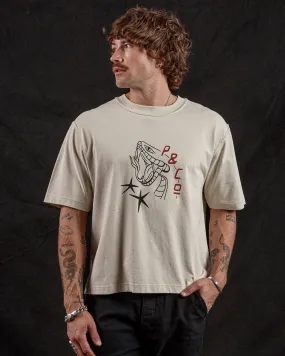 Snake Bite Boxy T-Shirt?- Bone,Men Tops