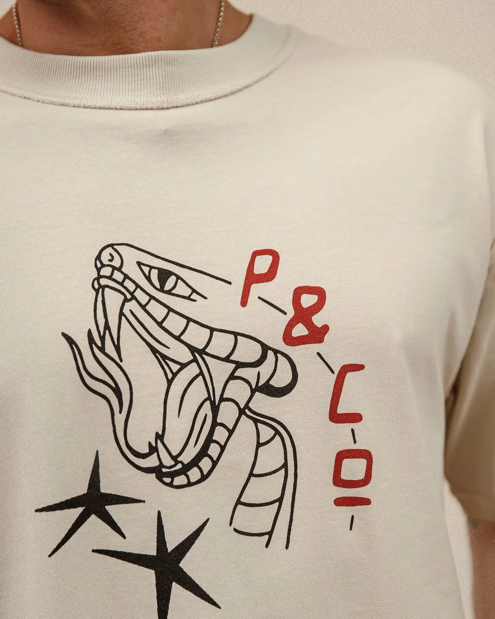 Snake Bite Boxy T-Shirt?- Bone,Men Tops