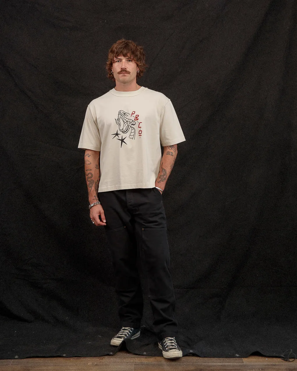 Snake Bite Boxy T-Shirt?- Bone,Men Tops