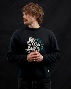 Snake Bite Knit Jumper - Washed Black,Men Tops
