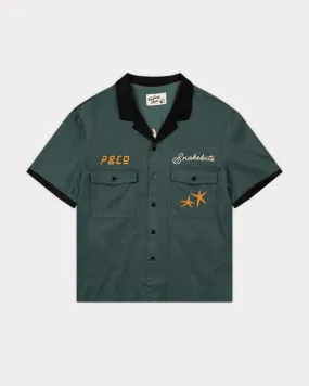 Snakebite Sally's Bowling Shirt - Petrol Green,Men Tops