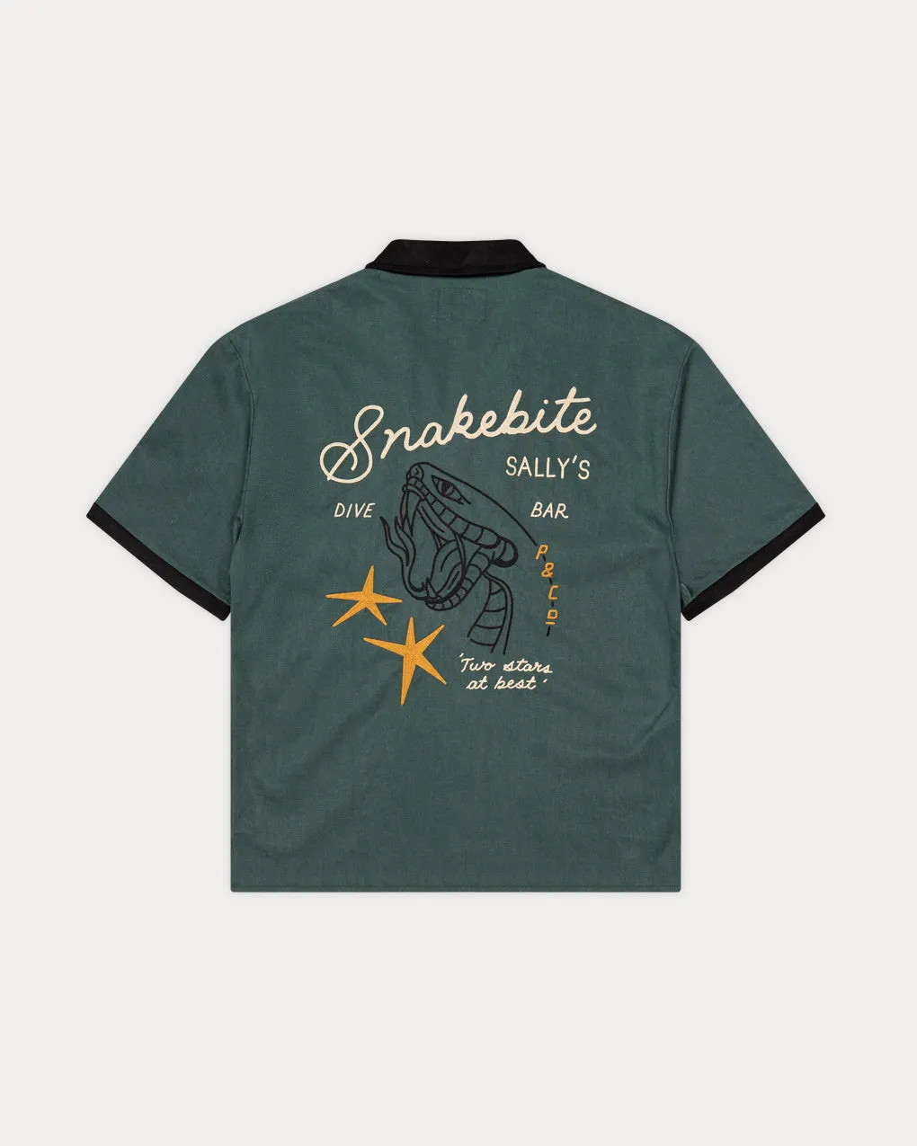 Snakebite Sally's Bowling Shirt - Petrol Green,Men Tops